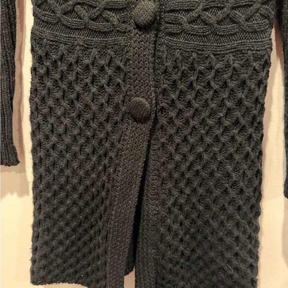 John Fashion Black Mixed Knit Longline Cardigan Faux Fur Collar & Studs - M - Picture 6 of 11